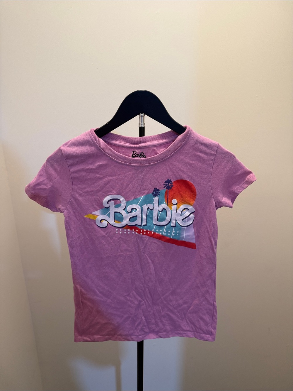 Barbie Pink Retro Sunset Logo Short Sleeve Tee